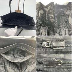 PRADA プラダ ハンドバッグ ショルダーバッグ  肩掛け トートバッグ ナッパレザー 本革 ブラック 黒　 シルバー金具 ロゴ型押し フラップ 白タグ　の画像