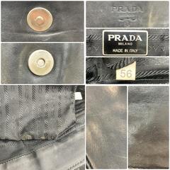 PRADA プラダ ハンドバッグ ショルダーバッグ  肩掛け トートバッグ ナッパレザー 本革 ブラック 黒　 シルバー金具 ロゴ型押し フラップ 白タグ　の画像