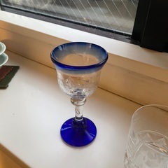 ☆☆　コバルトブルー　ワイングラス　1コ　☆☆の画像