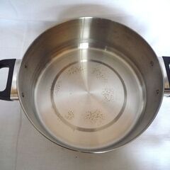 ステンレス製　ガラス蓋付　二段蒸し器　26cmの画像