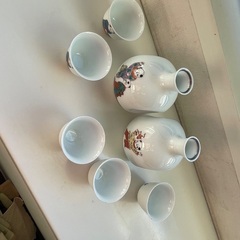 香蘭社　☆☆　酒器揃え　とっくり2本とおちょこ　唐子　駒遊び　☆☆　　の画像