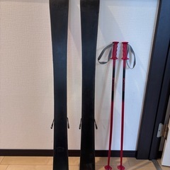 キッズ、スキー板、ストック、ブーツ3点セットの画像