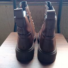 新品 22.5cm レディース ブーツ ブラウン 厚底 シューズ ショートブーツ 識別番号:【B228-Z】の画像