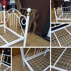 L12　美品　ニトリ製　姫系　シングルベッド　マットレス付きの画像