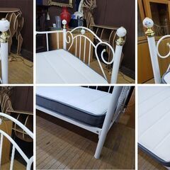 L12　美品　ニトリ製　姫系　シングルベッド　マットレス付きの画像