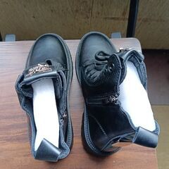 新品 22.5cm レディース ブーツ ブラック 厚底 シューズ ショートブーツ 識別番号:【B227-Z】の画像