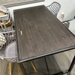 【12/31まで限定出品】ダイニングテーブル 4人掛け 送料無料 無垢材 天然木 木製テーブル 食卓テーブル テーブル アイアン 幅150cm 高さ72cm 長方形 おしゃれ ヴィンテージ ビンテージ  アンティーク 古材の画像