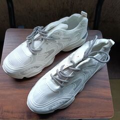 新品 26.5cm メンズ スニーカー ホワイト 厚底 シューズ...