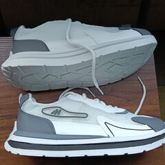 新品 25.5cm メンズ スニーカー ホワイト 厚底 シューズ 普段着 識別番号:【N589-S】の画像