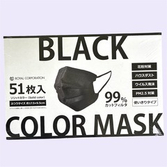 【新品未開封】不織布マスク❤️ブラック　51枚入　4箱セット　3層式の画像