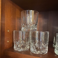 クリスタルグラス　☆☆　ウイスキーグラス　ロックグラス　3コ　＋...