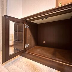 【２台セット】ローボード + ローチェスト（ウォールナット色）の画像