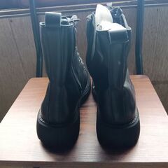新品 24.5cm レディース ブーツ ブラック 厚底 シューズ ショートブーツ 識別番号:【B222-Z】の画像