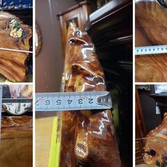 L16　美品！　逸品！　希少！　天然木　無垢　一枚板 　天板　彫刻　ペイントの画像