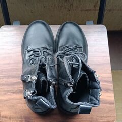 新品 24.5cm レディース ブーツ ブラック 厚底 シューズ ショートブーツ 識別番号:【B221-Z】の画像