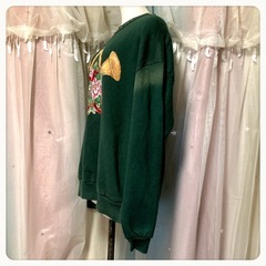 USA製Χmasリース トレーナー深緑 夢可愛いオーバーサイズLサイズOK訳ありの画像