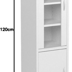 【食器棚・本棚】ホワイト/棚幅調整可◎の画像