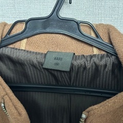 HARE メンズM ウール ショートコート フード付 ブラウンの画像