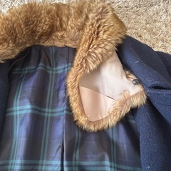 ファー付きポンチョコート ケープ　ネイビーの画像