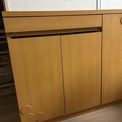 パソコンキャビネット　ミッキーモチーフ　90cm幅 PCデスクの画像