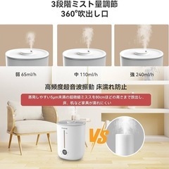 新品　加湿器 タンク一体型 2.8L 上から給水 水漏れしない フィルターなし 簡単の画像