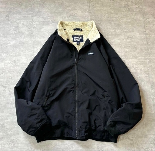 00s LANDS'END ナイロン ウォームアップ スコール ジャケット 00s LANDS'END ナイロン 売れ筋 ウォームアップジャケット ブラック 90