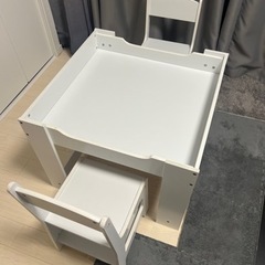 子供用テーブル　ホワイト　3点セット　椅子　黒板　ローテーブルの画像