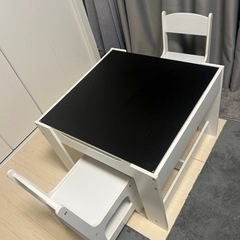 子供用テーブル　ホワイト　3点セット　椅子　黒板　ローテーブルの画像