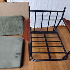 世田谷区近辺配送可能　モダンデコ ソファ スチールフレーム　肘掛　おしゃれ ヴィンテージ ビンテージ アンティーク 西海岸 ブルックリン 北欧　 [幅79cm] 1人掛けコーデュロイソファ　　の画像