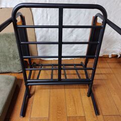 世田谷区近辺配送可能　モダンデコ ソファ スチールフレーム　肘掛　おしゃれ ヴィンテージ ビンテージ アンティーク 西海岸 ブルックリン 北欧　 [幅79cm] 1人掛けコーデュロイソファ　　の画像