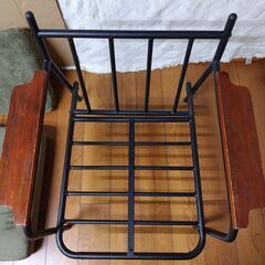 世田谷区近辺配送可能　モダンデコ ソファ スチールフレーム　肘掛　おしゃれ ヴィンテージ ビンテージ アンティーク 西海岸 ブルックリン 北欧　 [幅79cm] 1人掛けコーデュロイソファ　　の画像