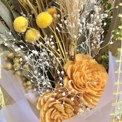 ◆2,000円◆ブーケ ドライフラワー◆ボリュームブーケイエロー◆未使用・新品◆誕生日プレゼント 送別会 お祝い 敬老の日 クリスマス ギフトボックス付き◆の画像