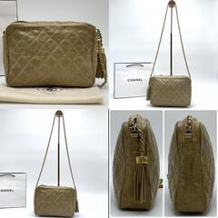 CHANEL シャネル リザード マトラッセ ショルダーバッグ ゴールド チェーンショルダー フリンジ タッセル レザー ブラウン 茶の画像