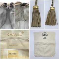 CHANEL シャネル リザード マトラッセ ショルダーバッグ ゴールド チェーンショルダー フリンジ タッセル レザー ブラウン 茶の画像