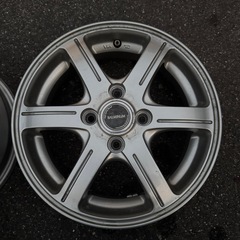 A-5 ホイール タイヤ 4本セット 5穴 1つセンターキャップなし BALMINUM  バルミナ  BAL/GR6 CHINA MS H85254 FEID ZART G6 VIA 500KG 4C763E 14×41/2J 14×4.5J  ブリヂストン ? BRIDGESTONE ?の画像