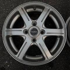 A-5 ホイール タイヤ 4本セット 5穴 1つセンターキャップなし BALMINUM  バルミナ  BAL/GR6 CHINA MS H85254 FEID ZART G6 VIA 500KG 4C763E 14×41/2J 14×4.5J  ブリヂストン ? BRIDGESTONE ?の画像