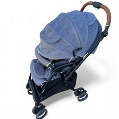 アップリカ ラクーナ ビッテ ベビーカー レインカバー付 レザーハンドル 軽量の画像