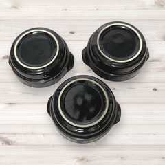 黒い陶器製深皿3個セット グラタン皿 スープ皿 黒皿 一人用グラタン皿の画像