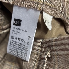 gu レディース　起毛タックテーパードパンツ　チェック　Mの画像