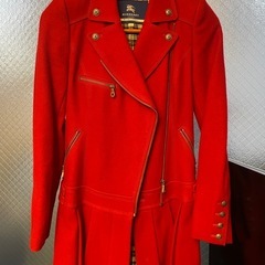 BURBERRY BLUE LABEL ウールコート プリーツ 裏地チェックの画像