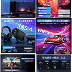 プロジェクター Android TV搭載 270°回転 25000lm グレー 1080P Bluetooth5.4 WiFi6の画像