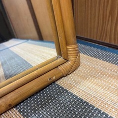 ヴィンテージ　全身鏡　ウォールミラー 籐 ラタン 昭和レトロ　アンティークの画像