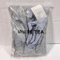 シフォン ブルーグレー シースルーロングドレス FREE結婚式 パーティの画像