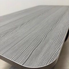 【美品】棚付きローテーブル 木目調グレー ブラック脚の画像