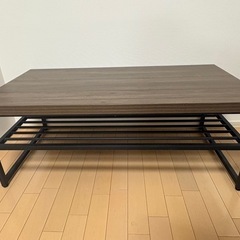 【ブラウン】ローテーブル　収納棚ありの画像