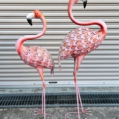 フラミンゴのガーデニングオブジェ 鉄製 屋外/置物/置き型/庭/鳥の画像