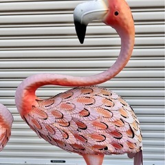 フラミンゴのガーデニングオブジェ 鉄製 屋外/置物/置き型/庭/鳥の画像