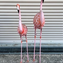 フラミンゴのガーデニングオブジェ 鉄製 屋外/置物/置き型/庭/鳥の画像