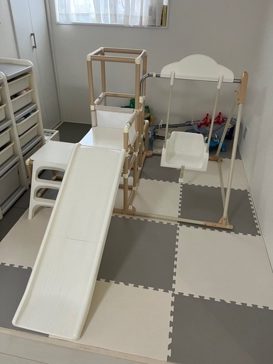 子供用滑り台、ブランコ付きジャングルジム※中古品