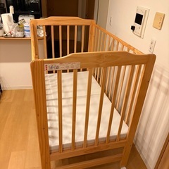 美品KATOJI(カトージ) ハイシートベビーベッド 腰に負担をかけないハイタイプ ナチュラル の画像